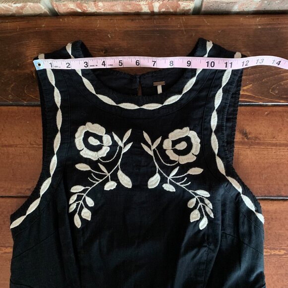 Free People Birds of A Feather Black / White Sleeveless Women's 6 Mini Dress EUC - Picture 14 of 14